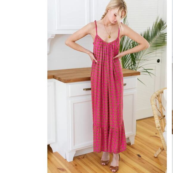 Emerson Fry India Sundress In Pink Yarrow Cheetah Size Medium / Large - Picture 1 of 13
